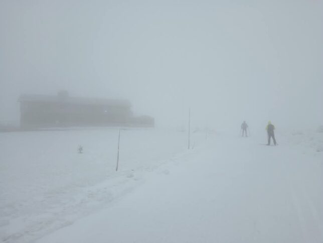 Poslední sklouznutí na běžkách za ostrého větru na Zlatém návrší Poslední sklouznutí na běžkách za ostrého větru na Zlatém návrší